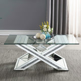 Bonnie Rectangular Mirrored Glass Top Coffee Table Silver