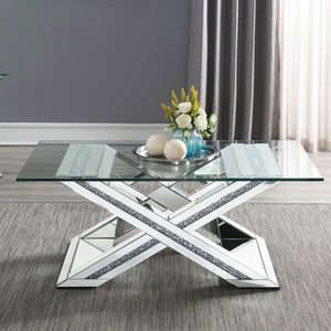 Bonnie Rectangular Mirrored Glass Top Coffee Table Silver