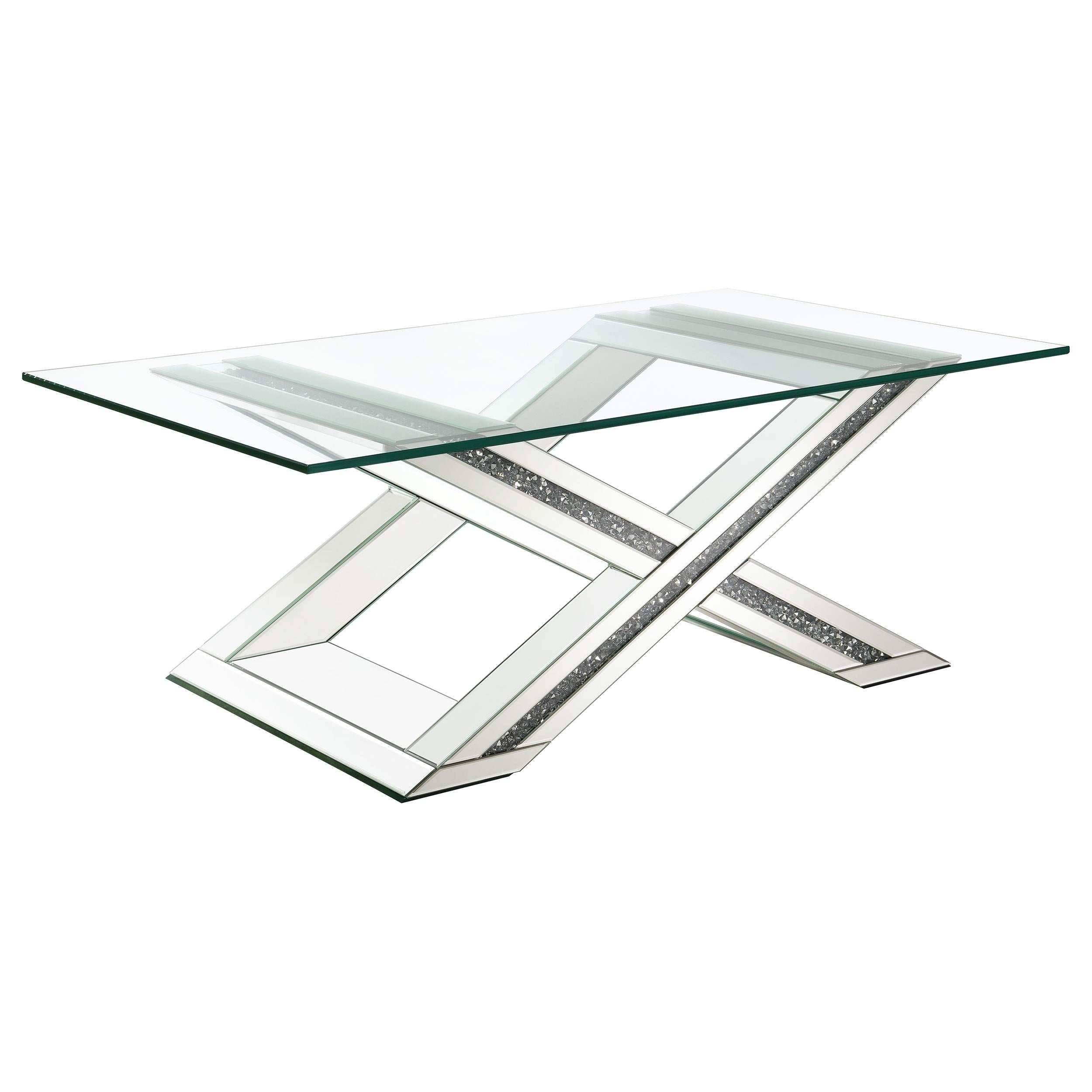 Bonnie Rectangular Mirrored Glass Top Coffee Table Silver