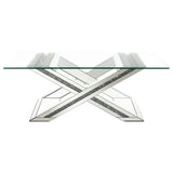 Bonnie Rectangular Mirrored Glass Top Coffee Table Silver