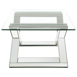 Bonnie Rectangular Mirrored Glass Top Coffee Table Silver