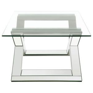 Bonnie Rectangular Mirrored Glass Top Coffee Table Silver