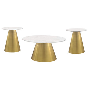 Avon 3-piece Marble Top Coffee and End Table Set White