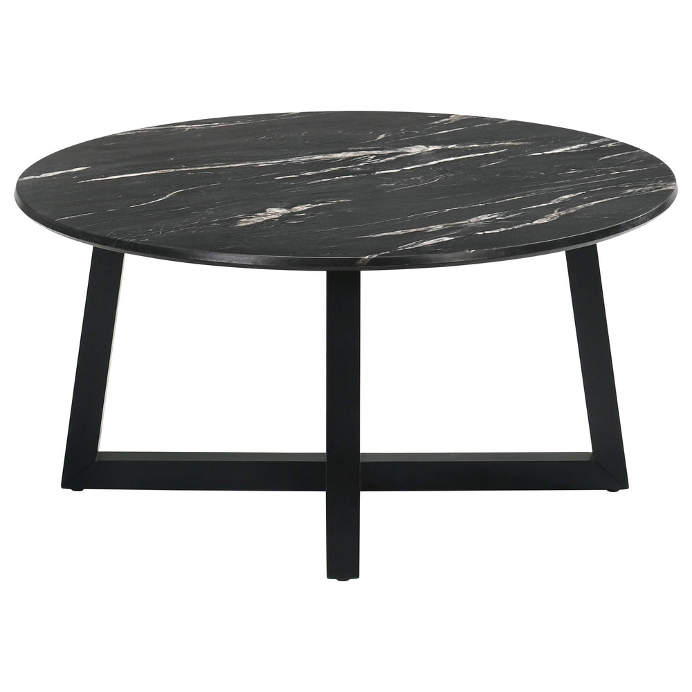 Mesa de centro redonda SmartTop Skylark con efecto mármol, color negro