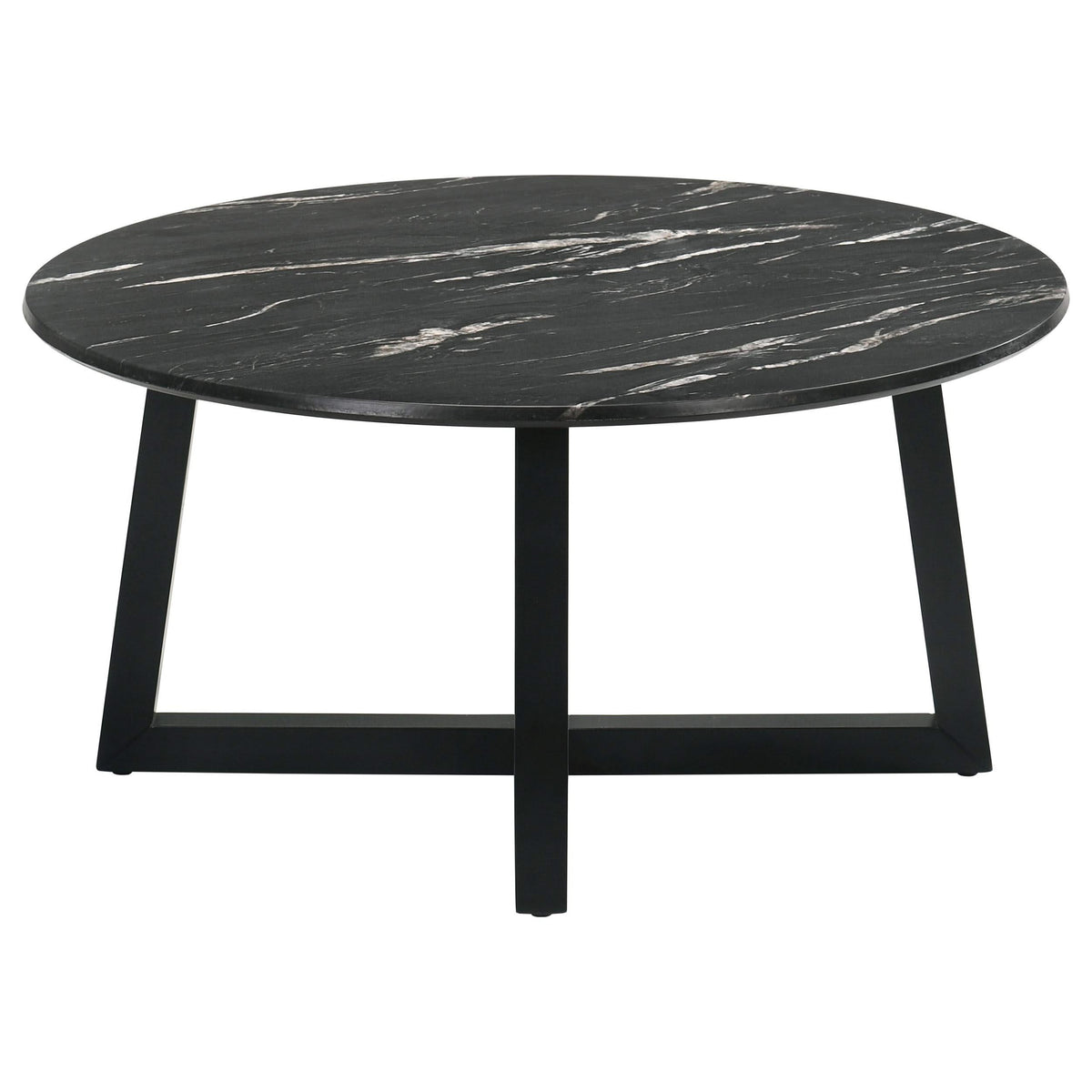 Mesa de centro redonda SmartTop Skylark con efecto mármol, color negro