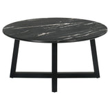 Mesa de centro redonda SmartTop Skylark con efecto mármol, color negro