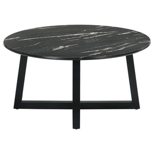 Mesa de centro redonda SmartTop Skylark con efecto mármol, color negro