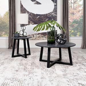 Mesa de centro redonda SmartTop Skylark con efecto mármol, color negro