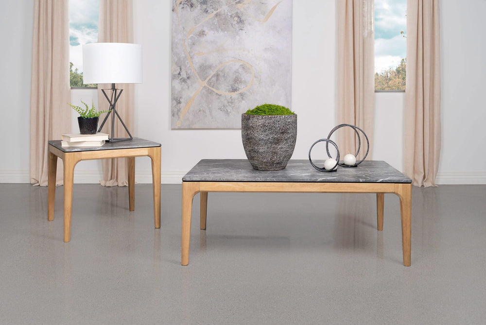Mesa auxiliar cuadrada SmartTop Polaris gris y roble claro
