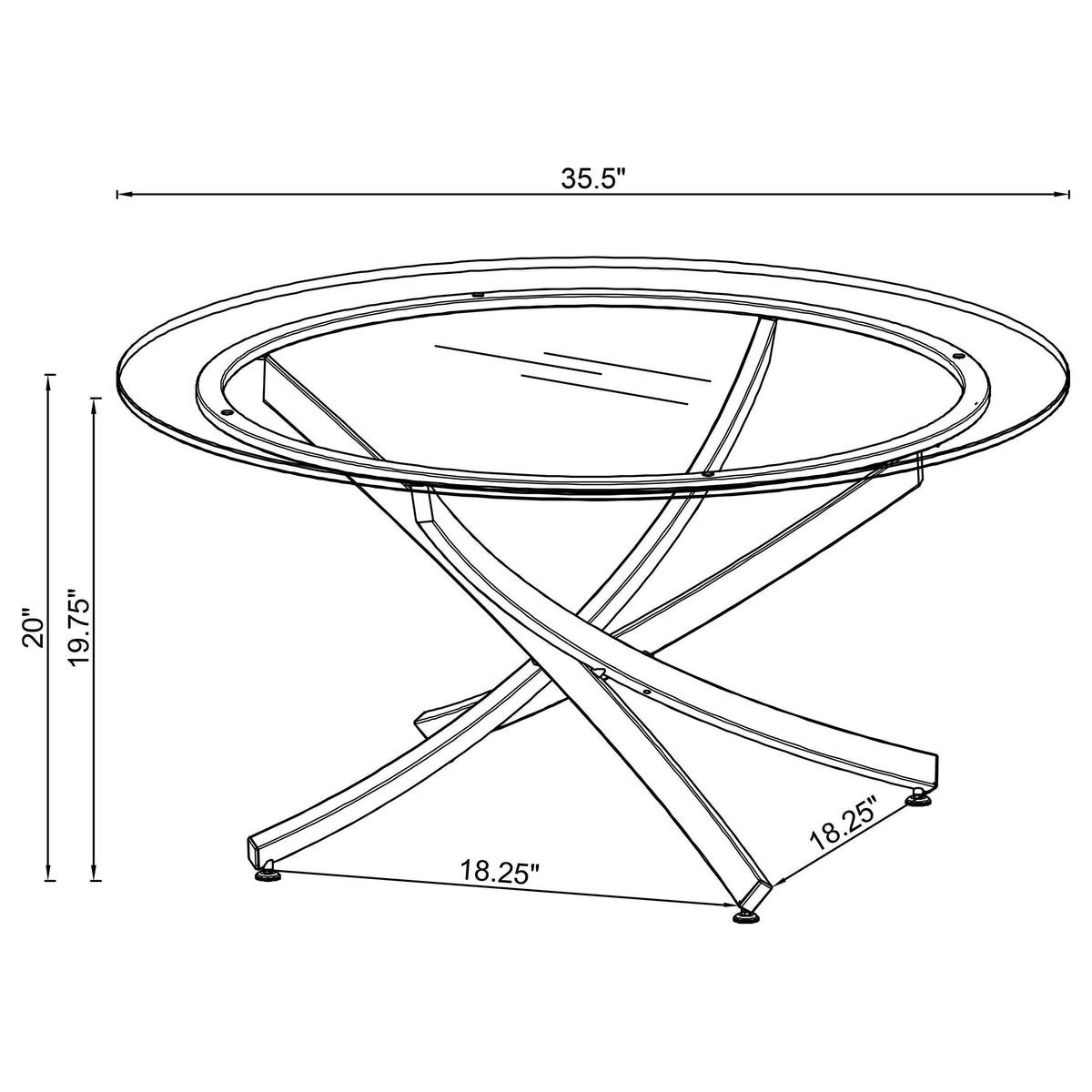 Juego de mesa de centro Brooke de 3 piezas con tapa de vidrio redonda, latón