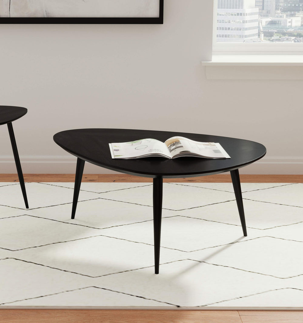Mesa de centro triangular Odessa de madera maciza negra
