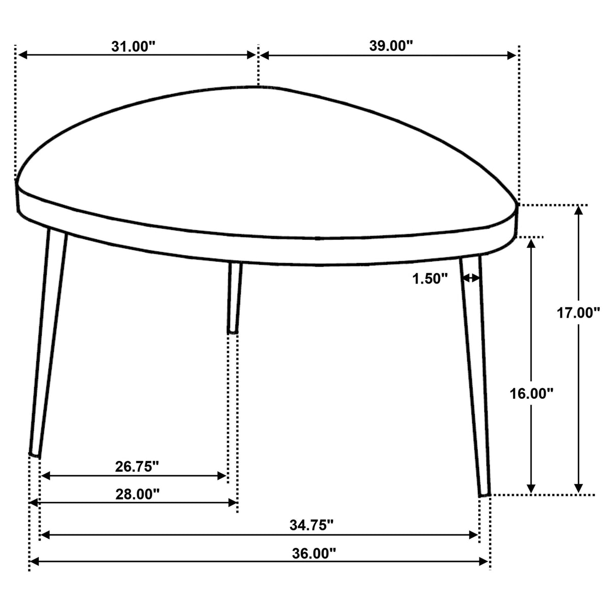 Mesa de centro triangular Odessa de madera maciza negra