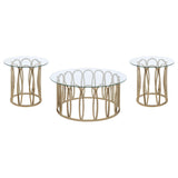 Monett 3-piece Coffee and End Table Set Chocolate Chrome