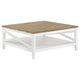 Mesa de centro cuadrada de madera Hollis con estante en marrón y blanco
