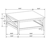 Mesa de centro cuadrada de madera Hollis con estante en marrón y blanco