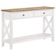 Consola de entrada de madera Hollis con dos cajones, marrón y blanco