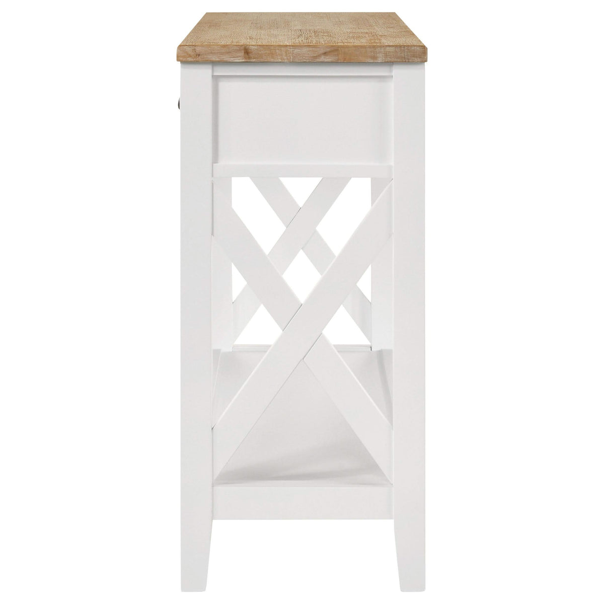 Consola de entrada de madera Hollis con dos cajones, marrón y blanco