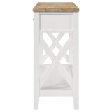 Consola de entrada de madera Hollis con dos cajones, marrón y blanco