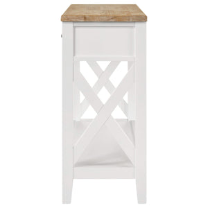 Consola de entrada de madera Hollis con dos cajones, marrón y blanco