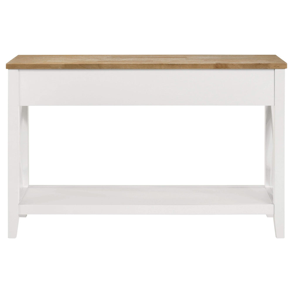 Consola de entrada de madera Hollis con dos cajones, marrón y blanco