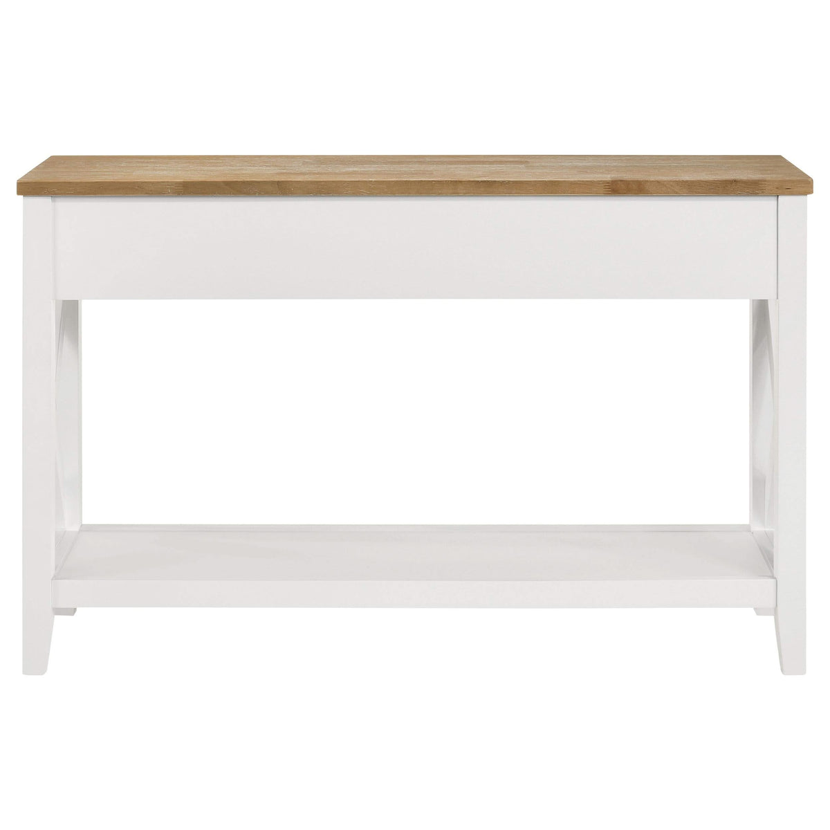Consola de entrada de madera Hollis con dos cajones, marrón y blanco
