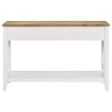 Consola de entrada de madera Hollis con dos cajones, marrón y blanco