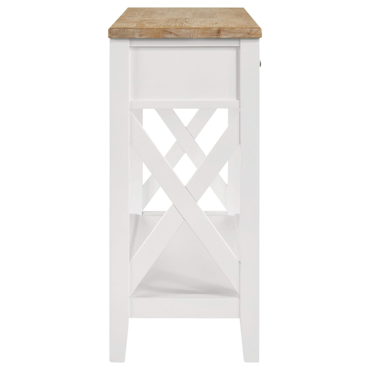 Consola de entrada de madera Hollis con dos cajones, marrón y blanco