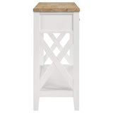 Consola de entrada de madera Hollis con dos cajones, marrón y blanco