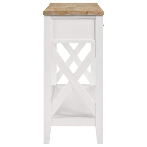 Consola de entrada de madera Hollis con dos cajones, marrón y blanco