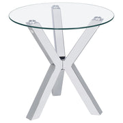 Kenzie Round Tempered Glass Top End Side Table Chrome