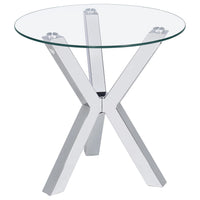 Mesa auxiliar redonda Kenzie con tapa de vidrio templado cromada
