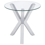 Mesa auxiliar redonda Kenzie con tapa de vidrio templado cromada
