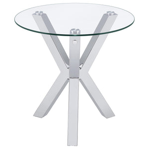 Mesa auxiliar redonda Kenzie con tapa de vidrio templado cromada