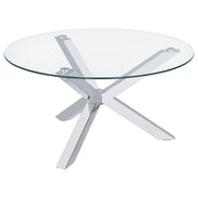 Kenzie Round Tempered Glass Top Cocktail Coffee Table Chrome