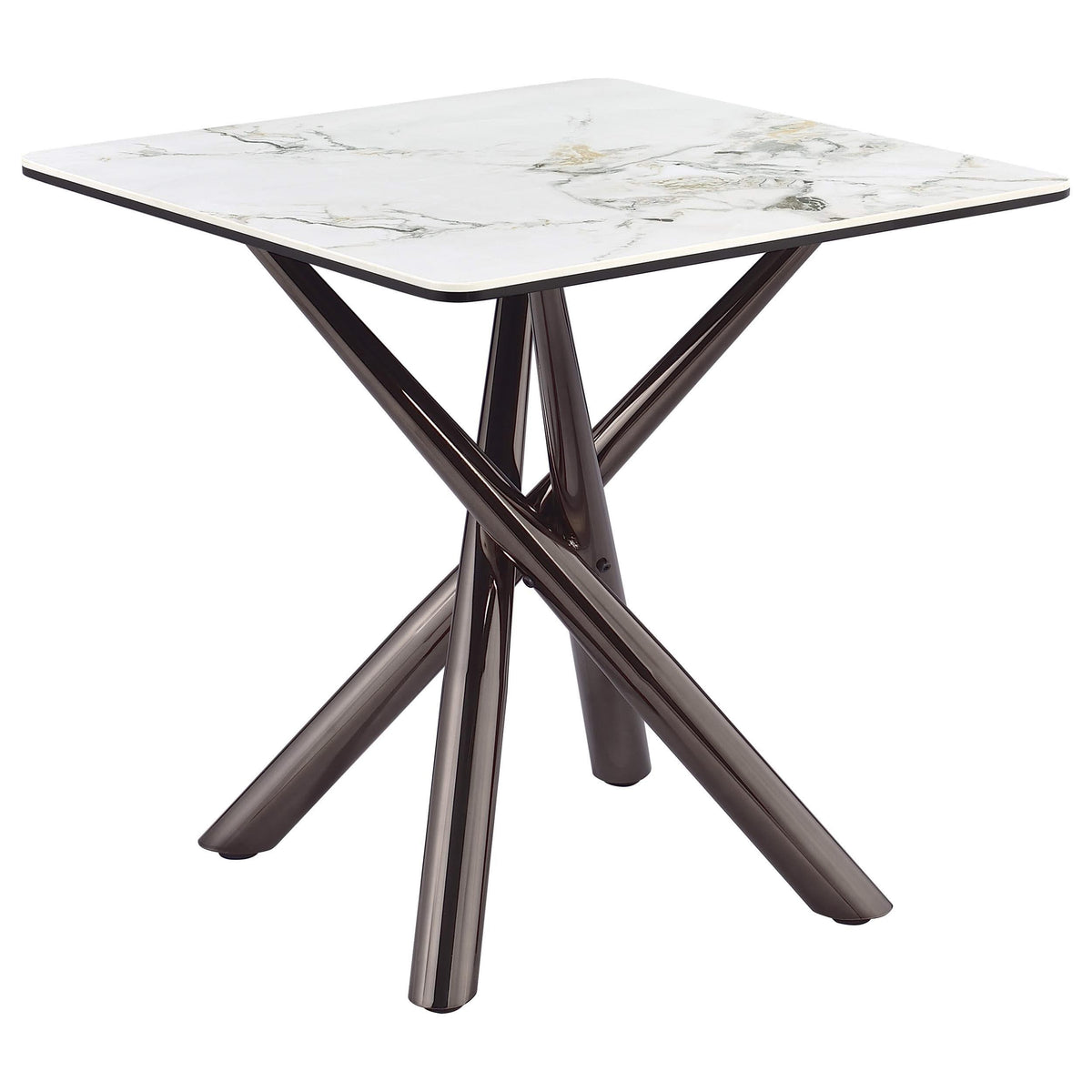 Mesa auxiliar Carvell cuadrada de piedra sinterizada Mirage White