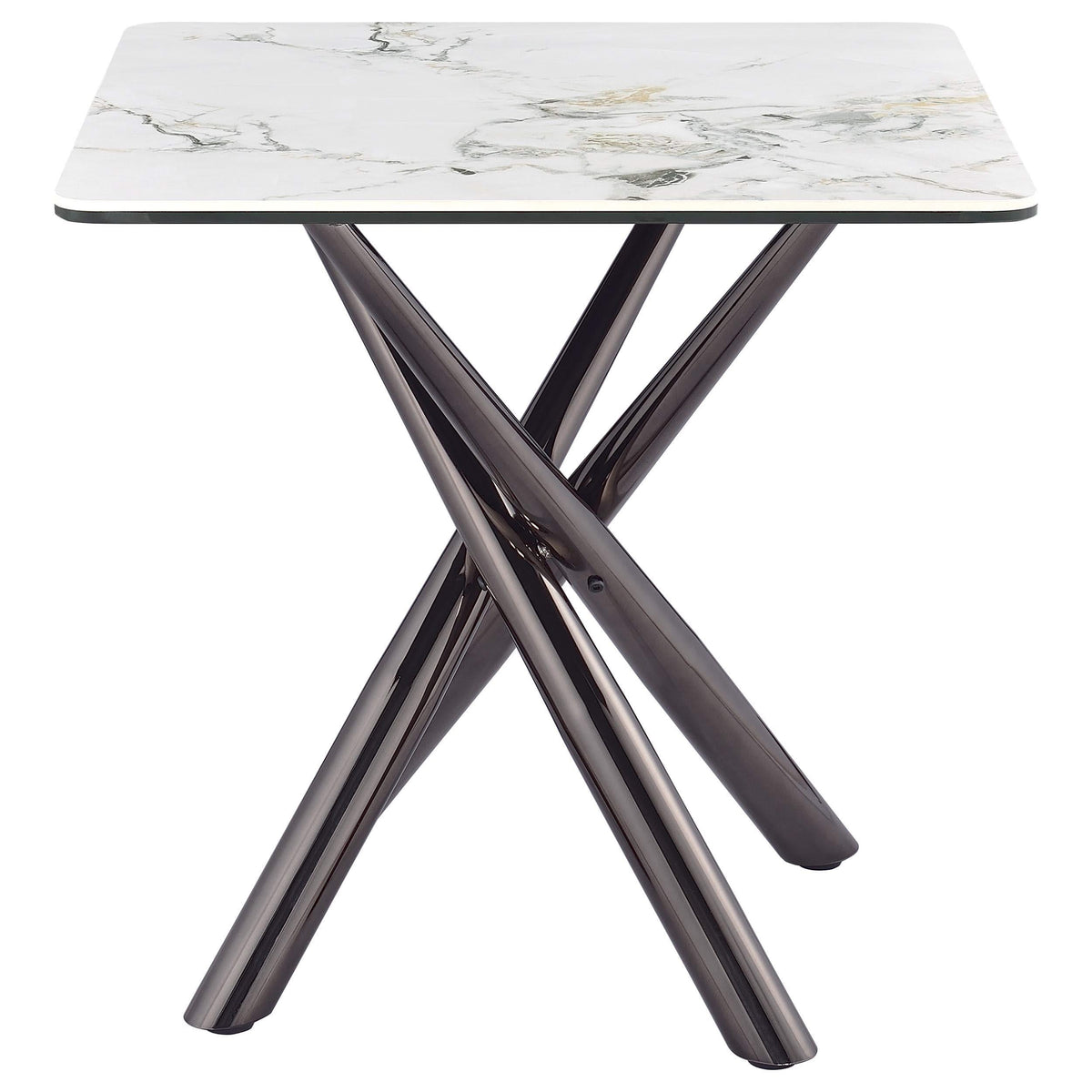 Mesa auxiliar Carvell cuadrada de piedra sinterizada Mirage White
