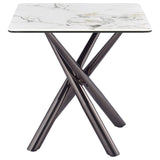 Mesa auxiliar Carvell cuadrada de piedra sinterizada Mirage White