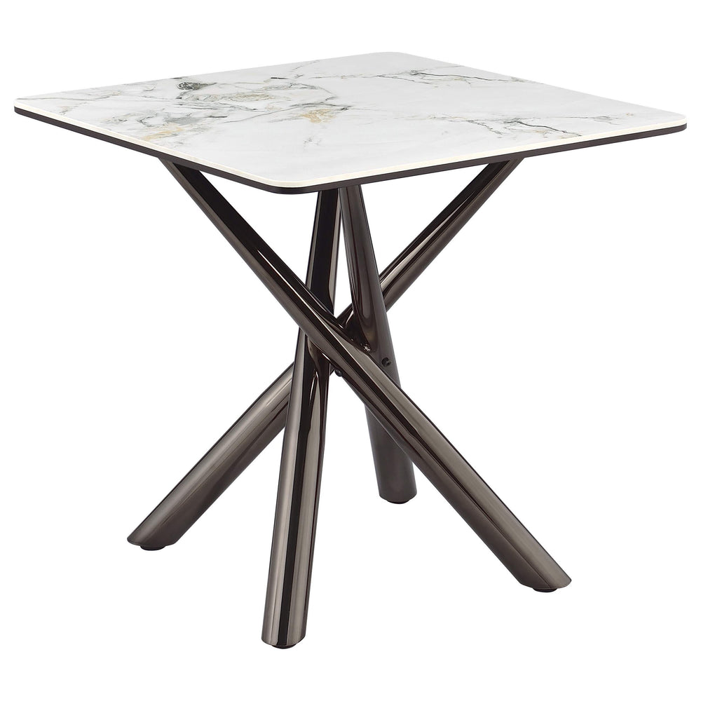 Mesa auxiliar Carvell cuadrada de piedra sinterizada Mirage White