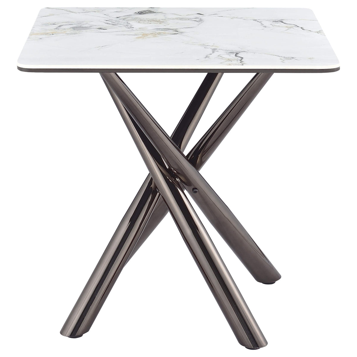 Mesa auxiliar Carvell cuadrada de piedra sinterizada Mirage White