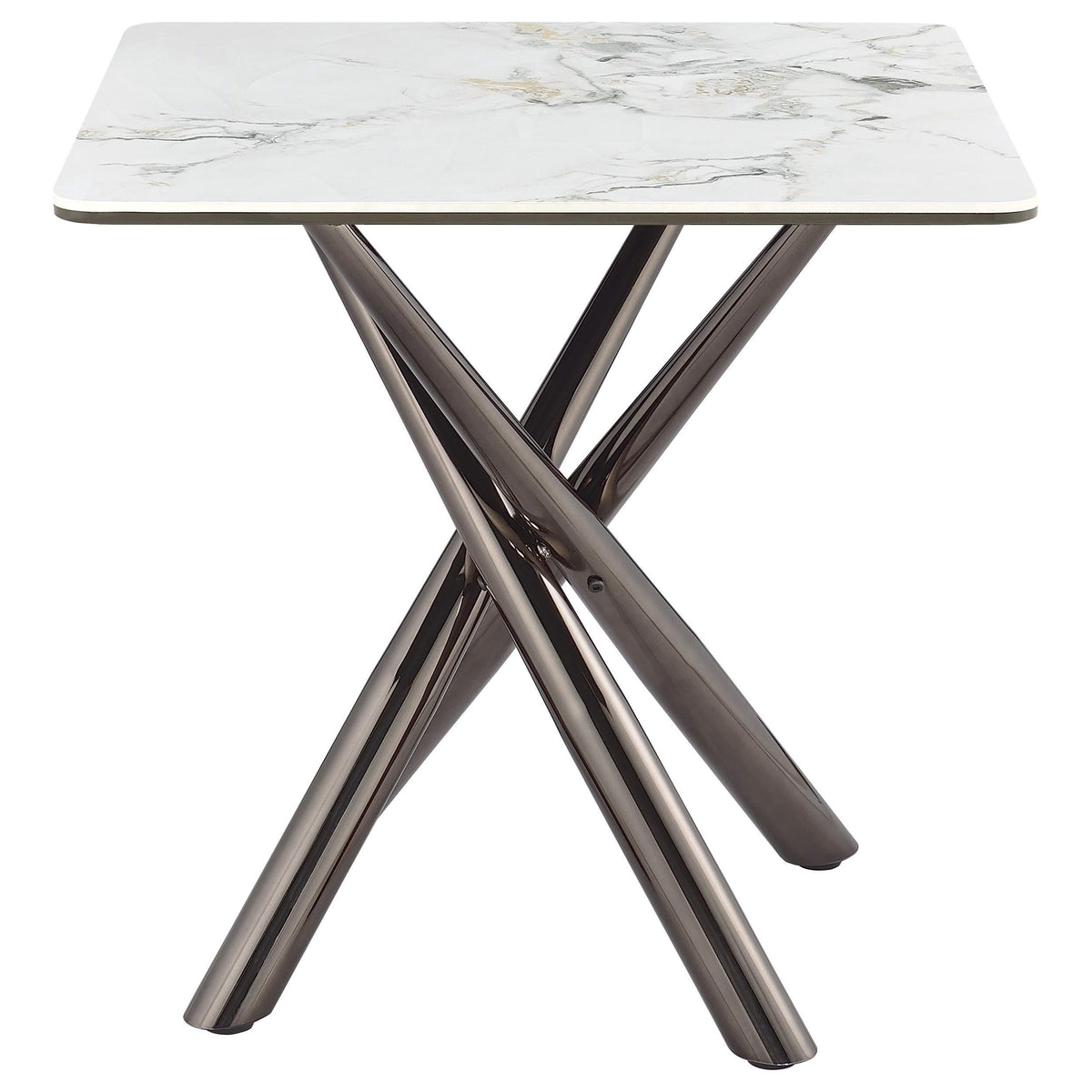 Mesa auxiliar Carvell cuadrada de piedra sinterizada Mirage White