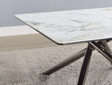 Mesa auxiliar Carvell cuadrada de piedra sinterizada Mirage White