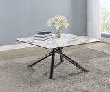 Mesa de centro Carvell cuadrada con superficie de piedra sinterizada Mirage White