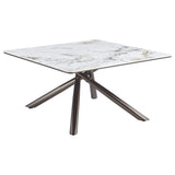 Mesa de centro Carvell cuadrada con superficie de piedra sinterizada Mirage White