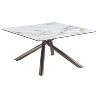 Mesa de centro Carvell cuadrada con superficie de piedra sinterizada Mirage White