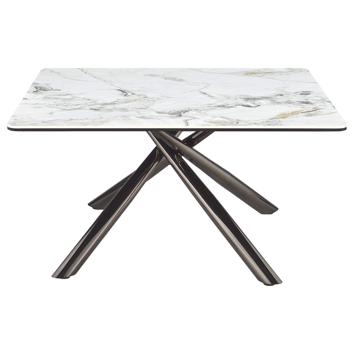 Mesa de centro Carvell cuadrada con superficie de piedra sinterizada Mirage White