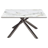 Mesa de centro Carvell cuadrada con superficie de piedra sinterizada Mirage White