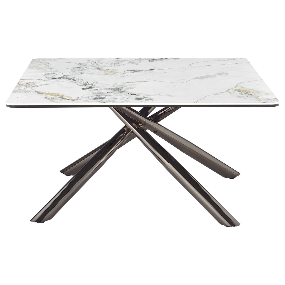 Mesa de centro Carvell cuadrada con superficie de piedra sinterizada Mirage White