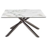 Mesa de centro Carvell cuadrada con superficie de piedra sinterizada Mirage White