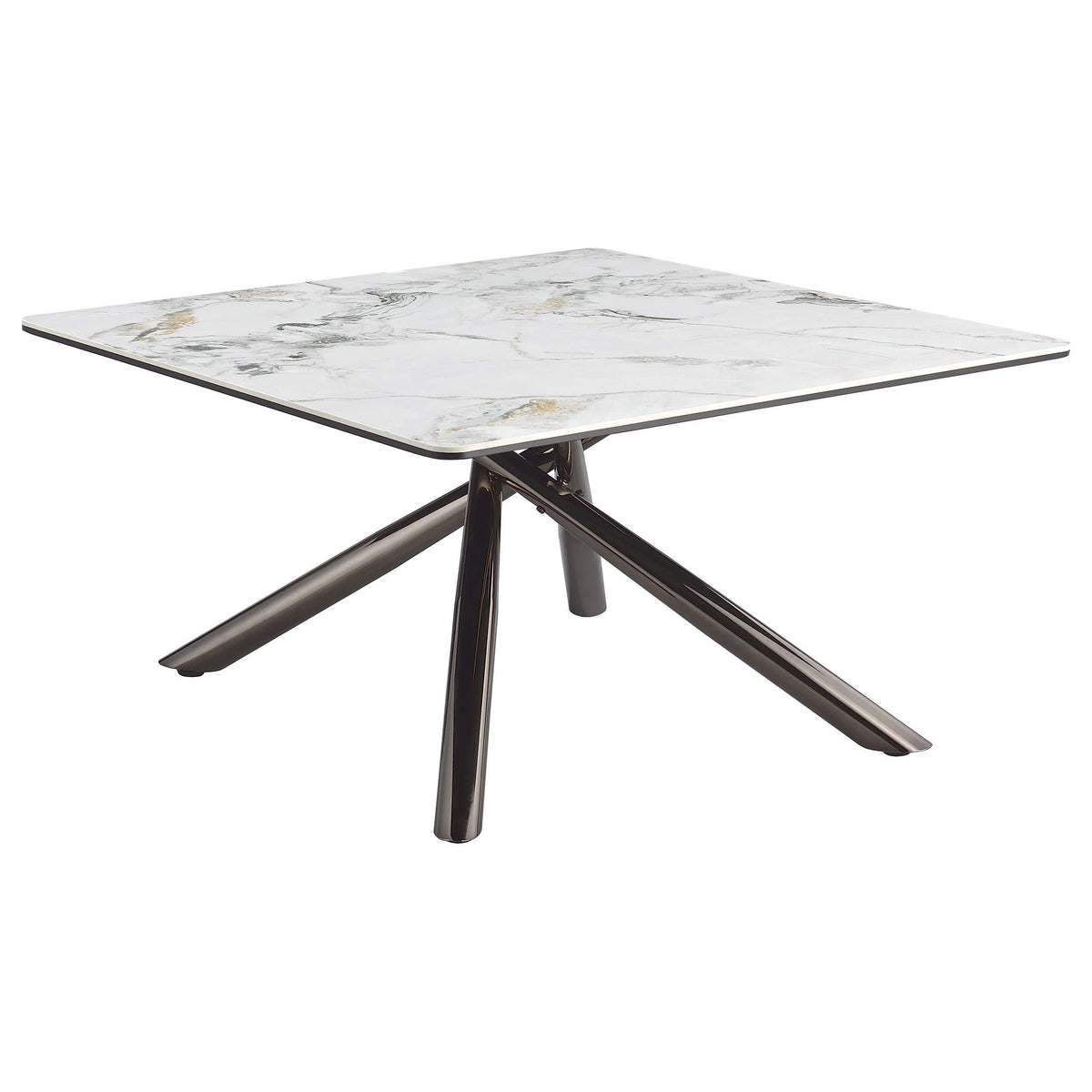 Mesa de centro Carvell cuadrada con superficie de piedra sinterizada Mirage White