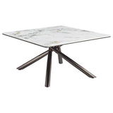 Mesa de centro Carvell cuadrada con superficie de piedra sinterizada Mirage White